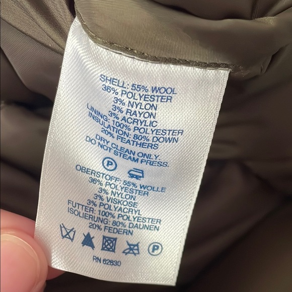 Lands' End Men's M Wool Olive Green Quilted Puffer Vest Fall Layering Warm - Picture 5 of 6